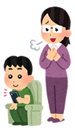子どもにスマホを使わせるお母さん