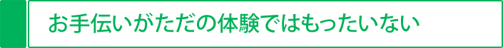 お手伝いがただの体験ではもったいない