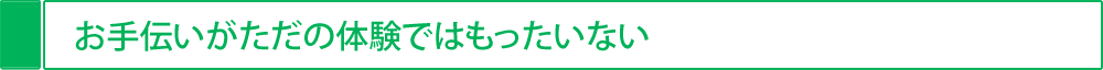 お手伝いがただの体験ではもったいない